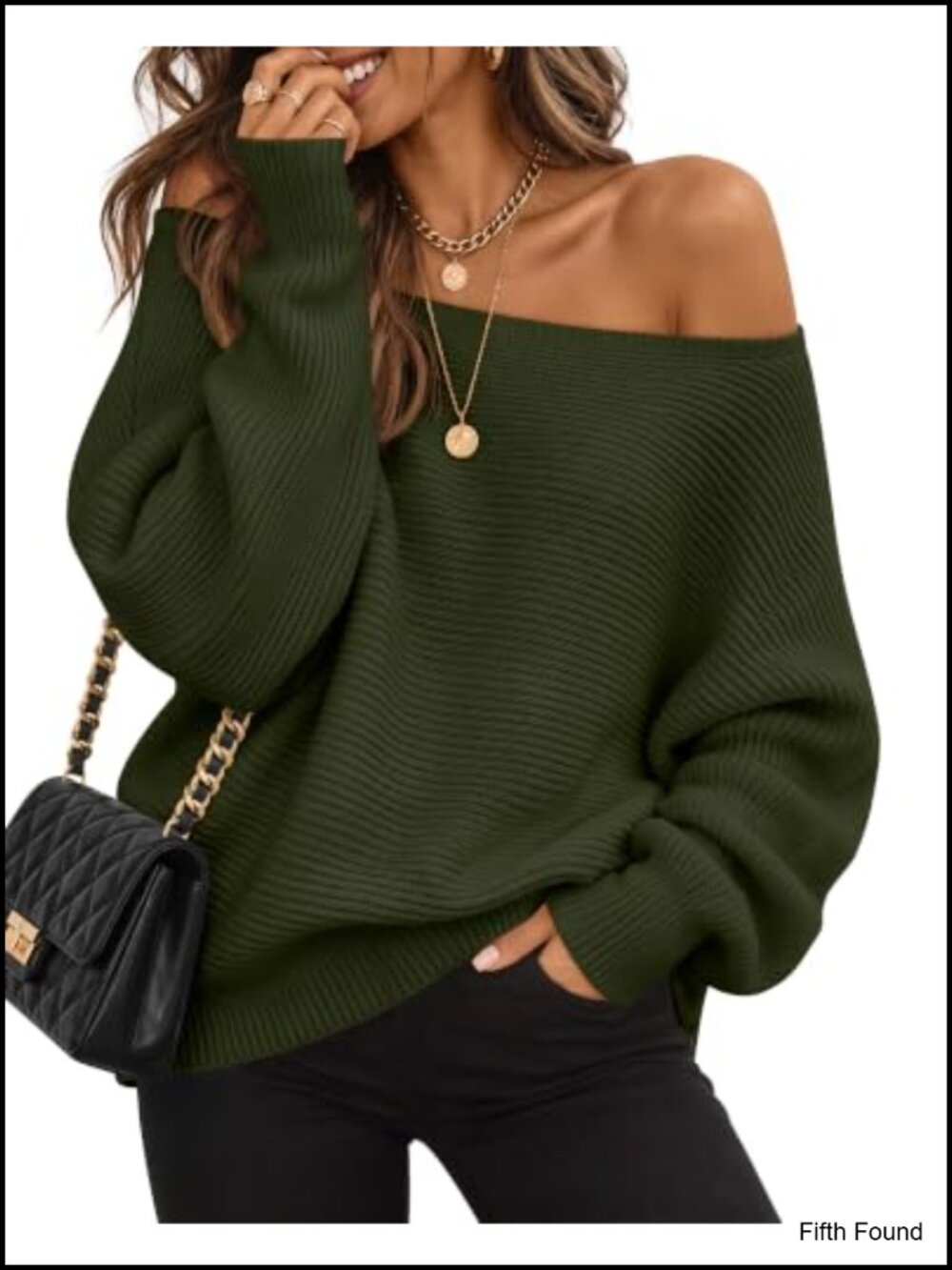 Off Shoulder Oversized Knit Sweater Dolman Sleeve Pullover Top